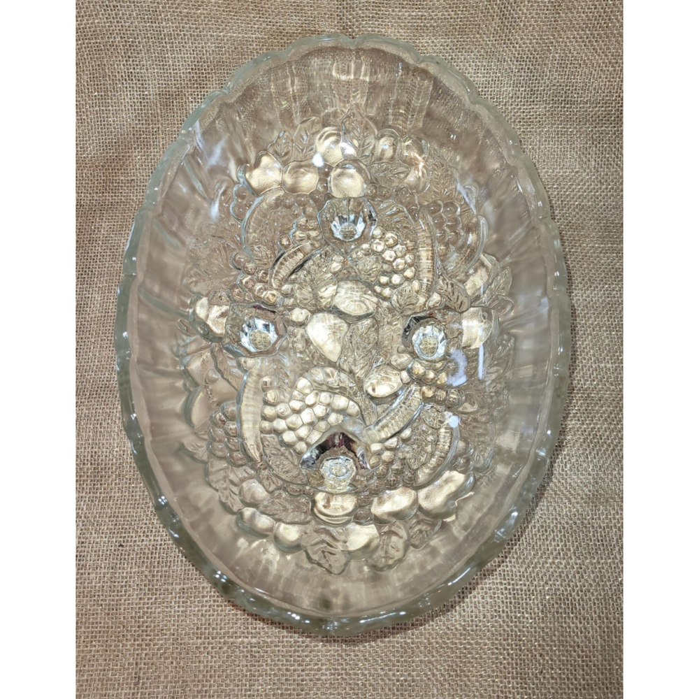 Vintage‎ Indiana Glass Garland Clear Footed Harvest Fruit Centerpiece Bowl Large